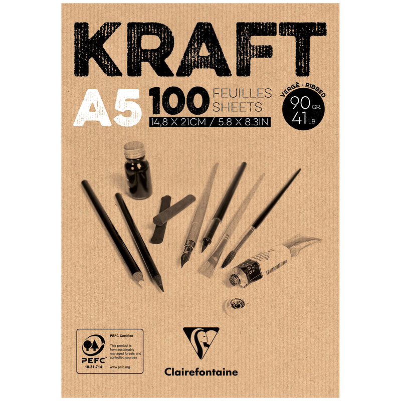Clairefontaine Zeichenblock Kraft, 90 g/m2, A5, blanco