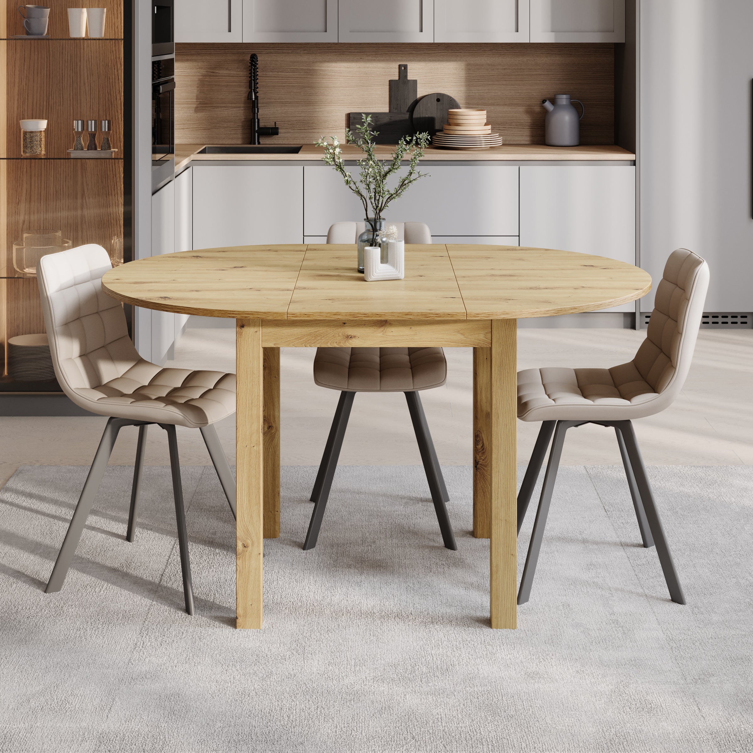 South - Eetkamertafel - Uitschuifbaar - Eiken - 100x100x76 cm