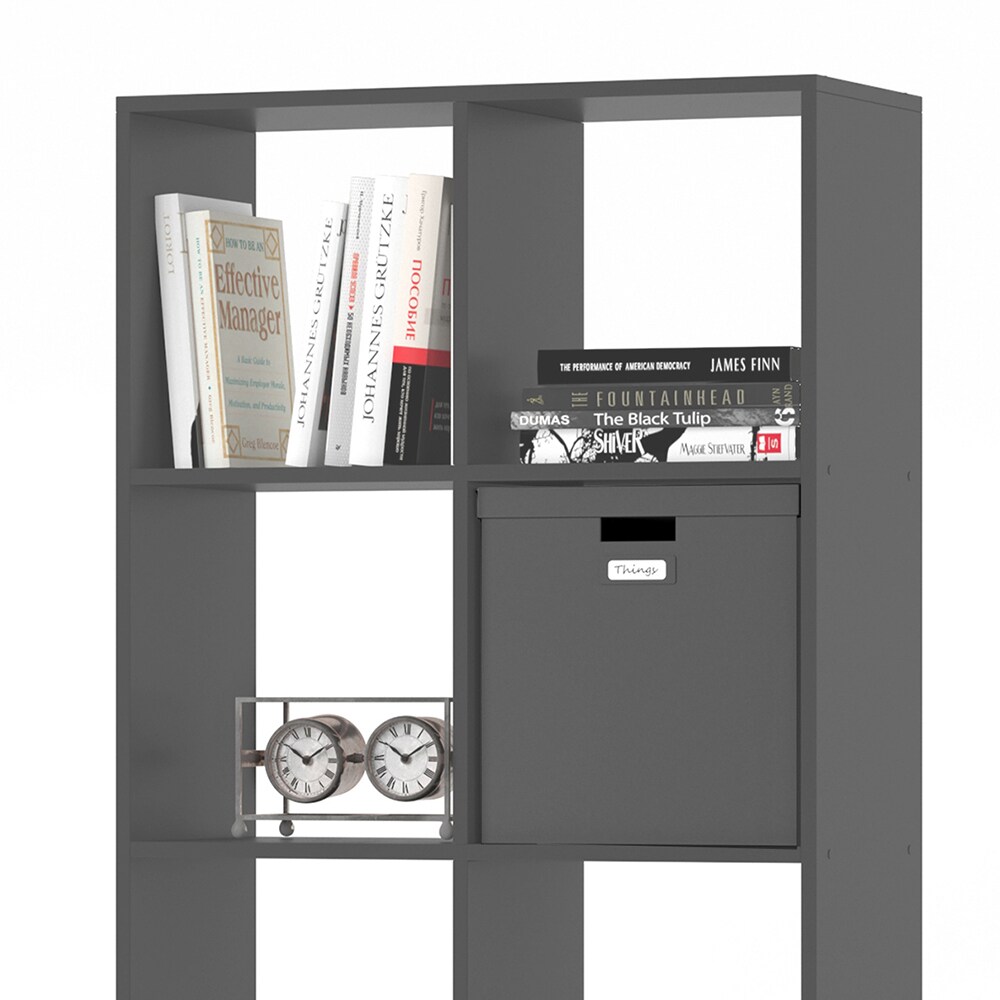 Vicco Raumteiler Standregal Bücherregal 8 Fächer Scutum Grau Hochregal CD-Regal
