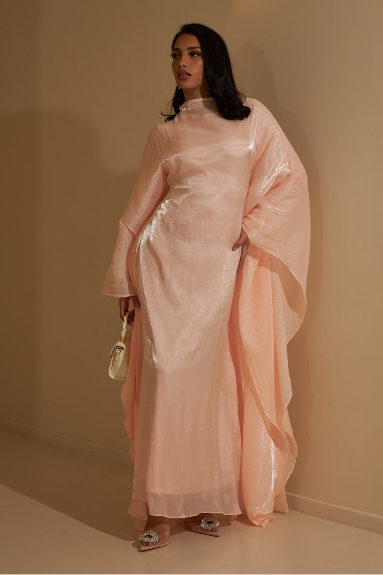 Ensemble 2 pièces robe + gilet à enfiler satiné rose