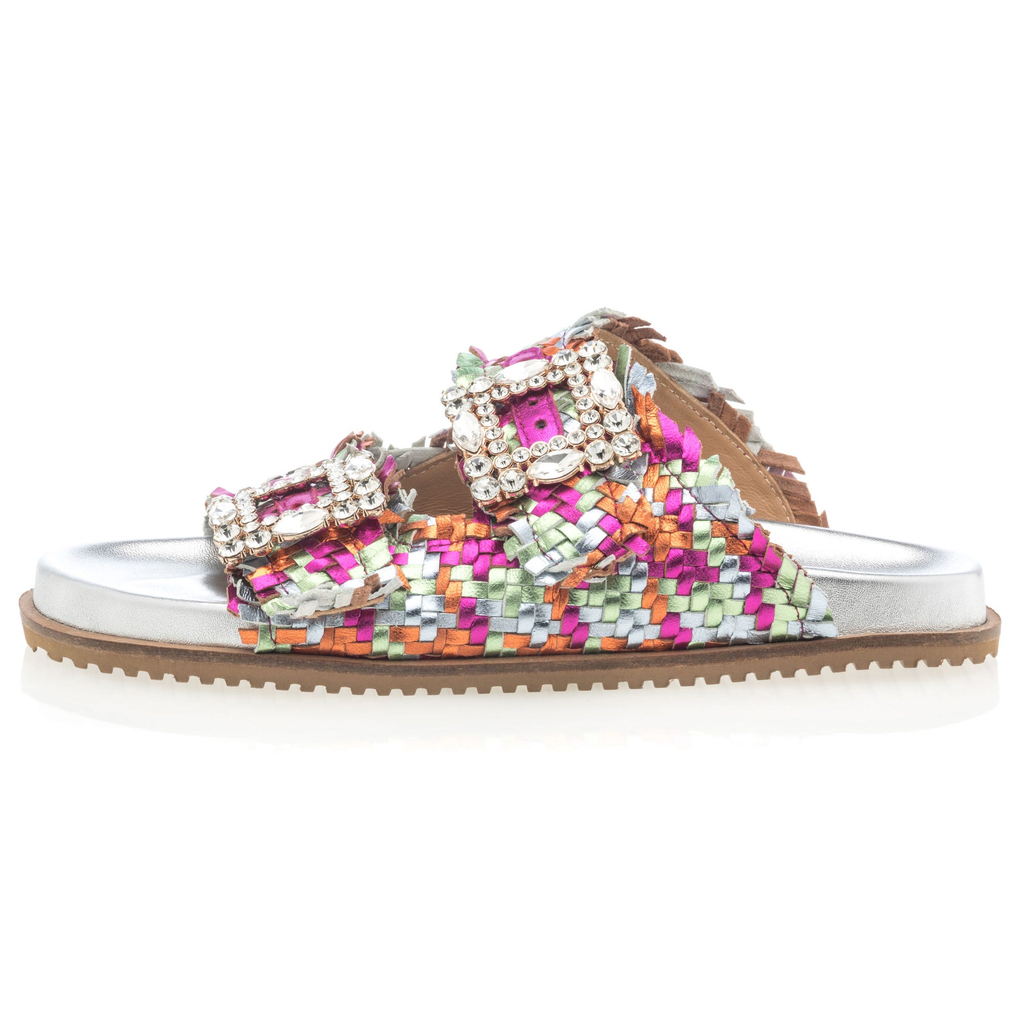 Mules Femme en cuir multicolore
