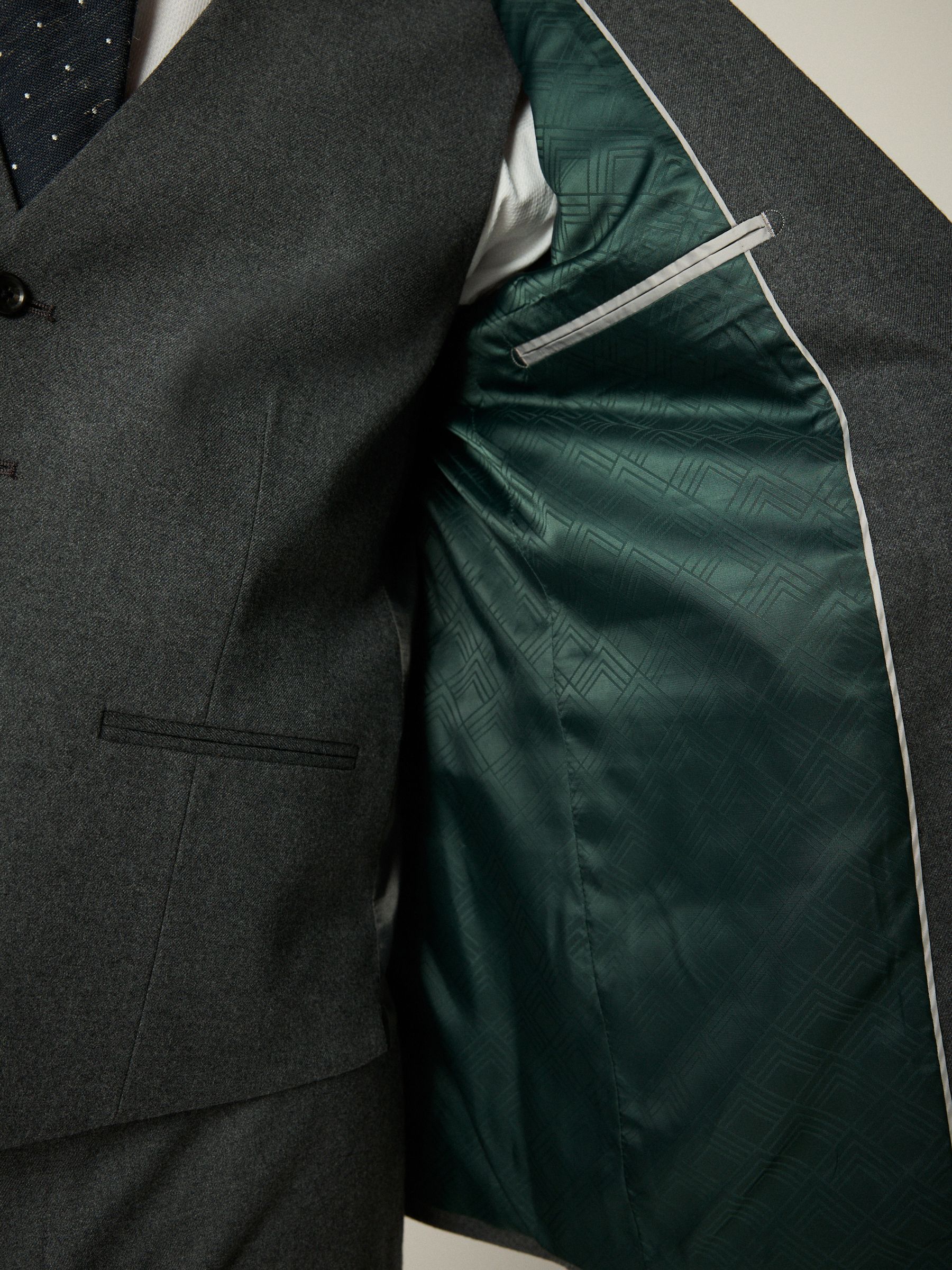 Grijs - Slim-fit flanellen colbert