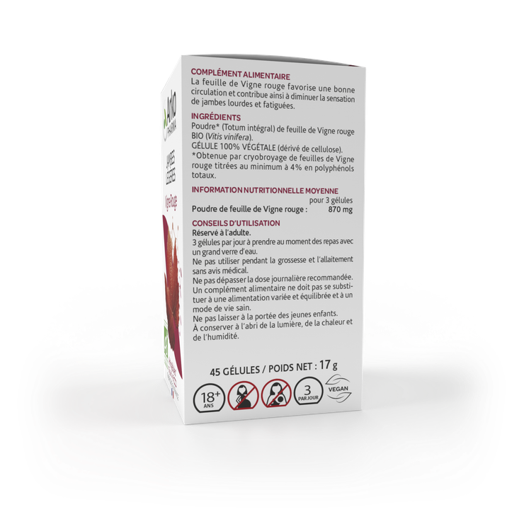 Arkogélules vigne rouge bio jambes légères 45 gélules