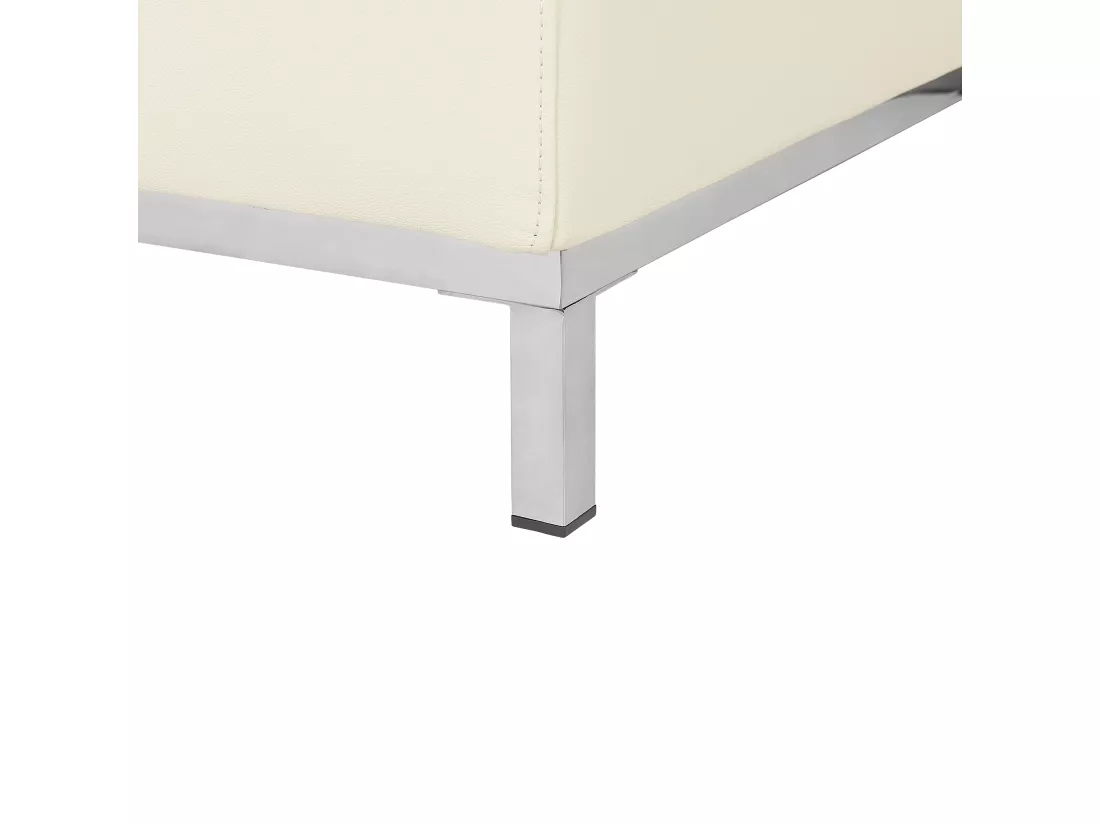 Canapé Angle à droite en Cuir Véritable Beige et Pouf Ottoman Housses Amovibles Oslo