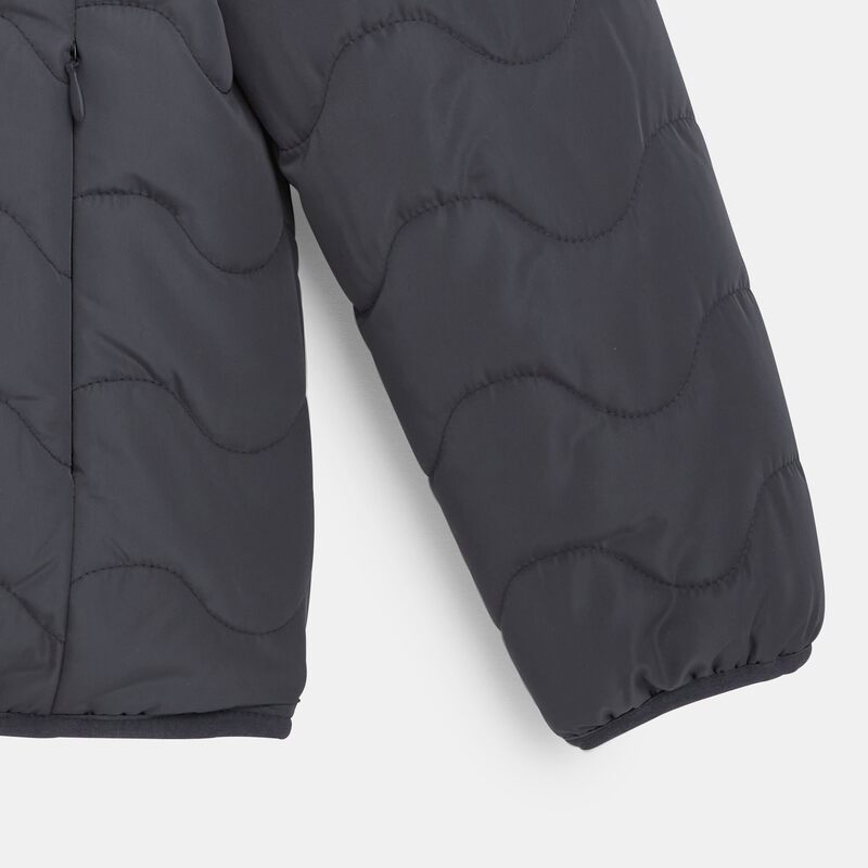 Blouson matelassé et moumoute réversible gris fille