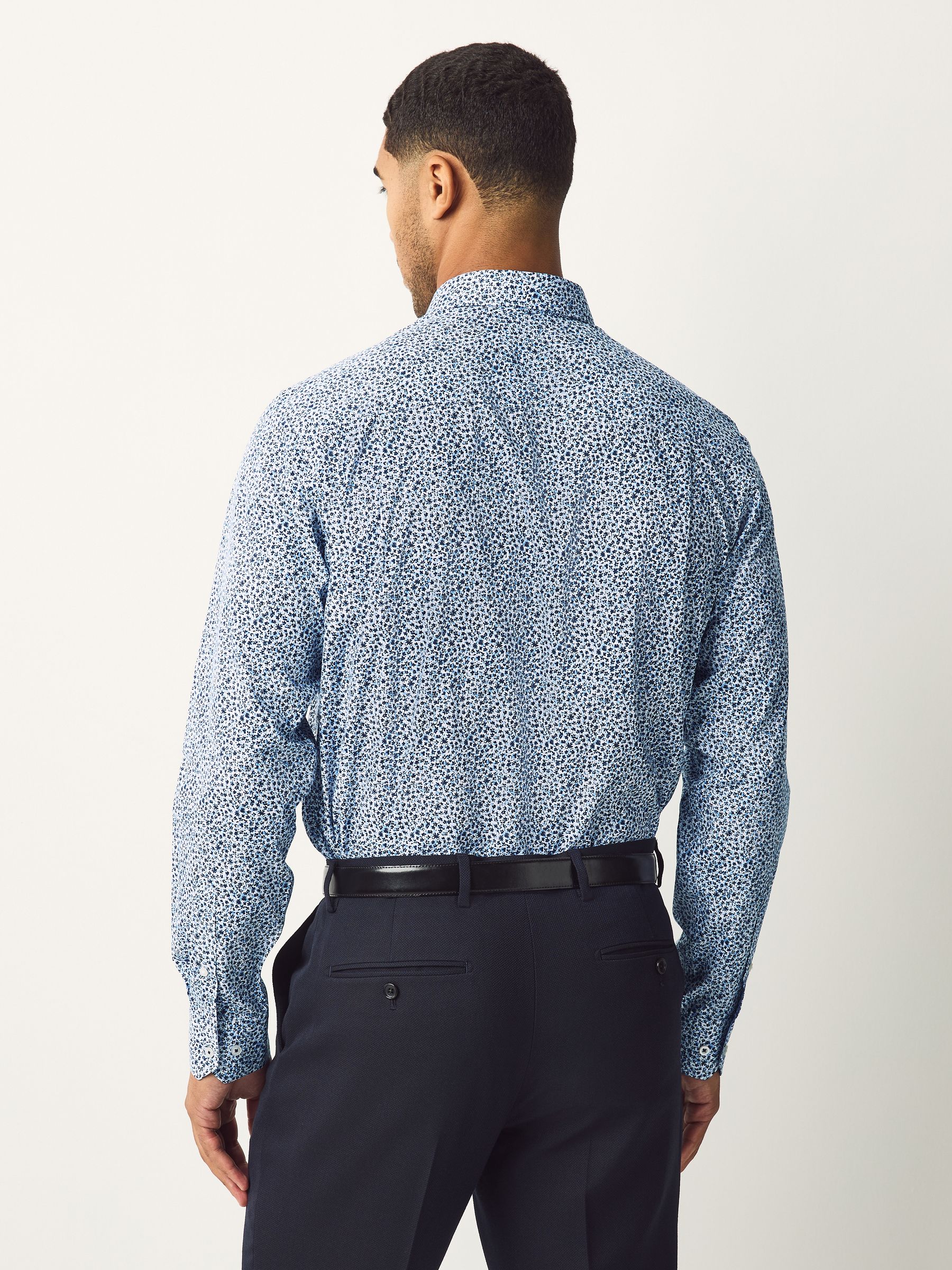 Blauw - Onderhoudsvriendelijke nette overhemden met enkele manchetten, set van 3