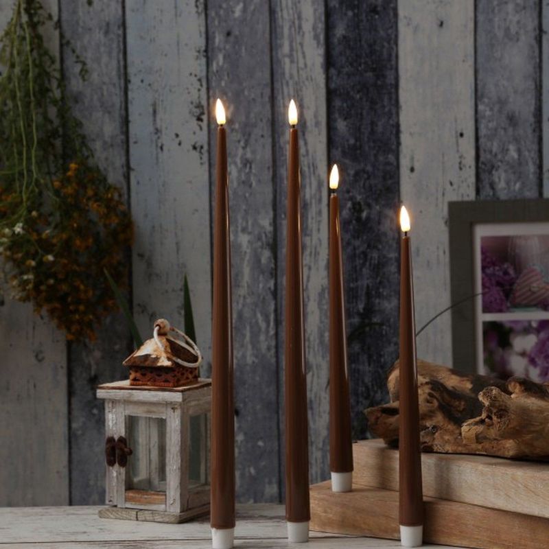 Deluxe Homeart - Led Kaars Caramel 2.2 x 28.0 cm (2x Shiny Dinner Candles)