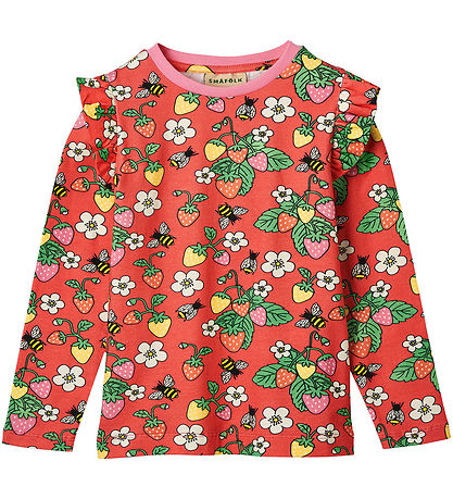 Småfolk Bluse - Pink Punch m. Erdbeere