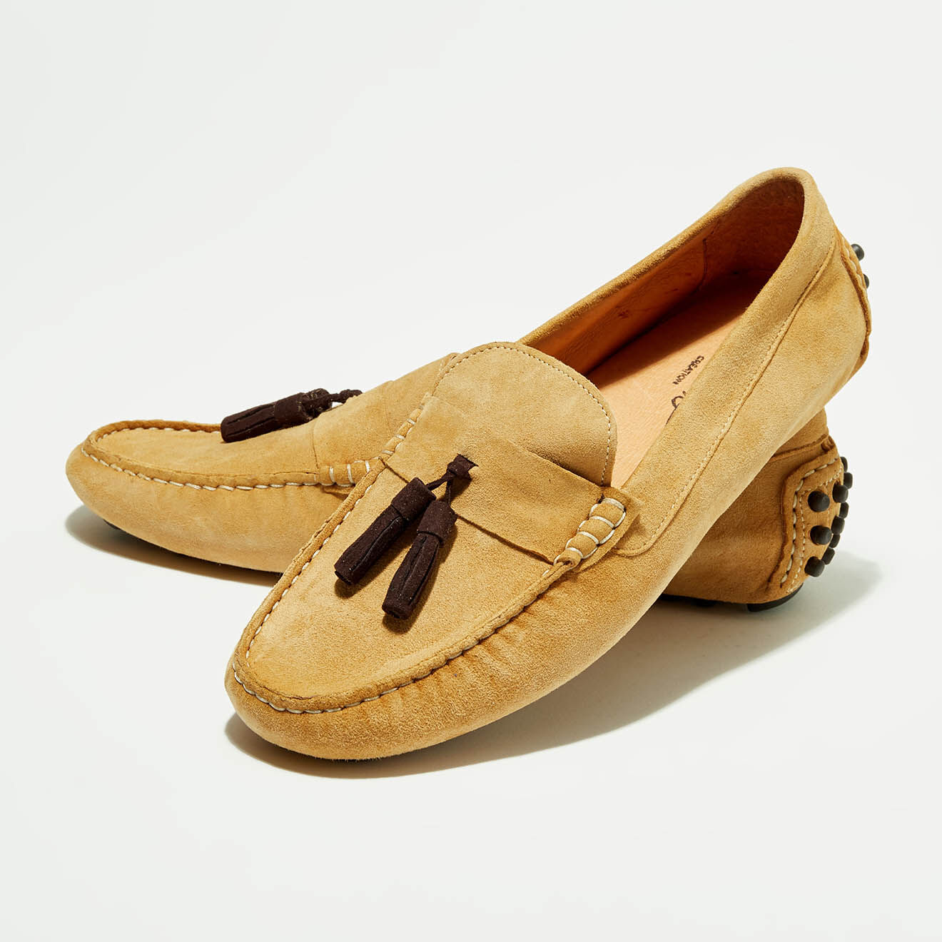 Flavio Création Mocassins en Velours de Cuir Manu beige/marron