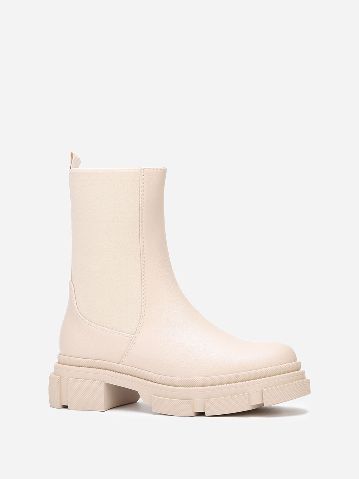 Bottines chelsea stretch et crantées- Beige