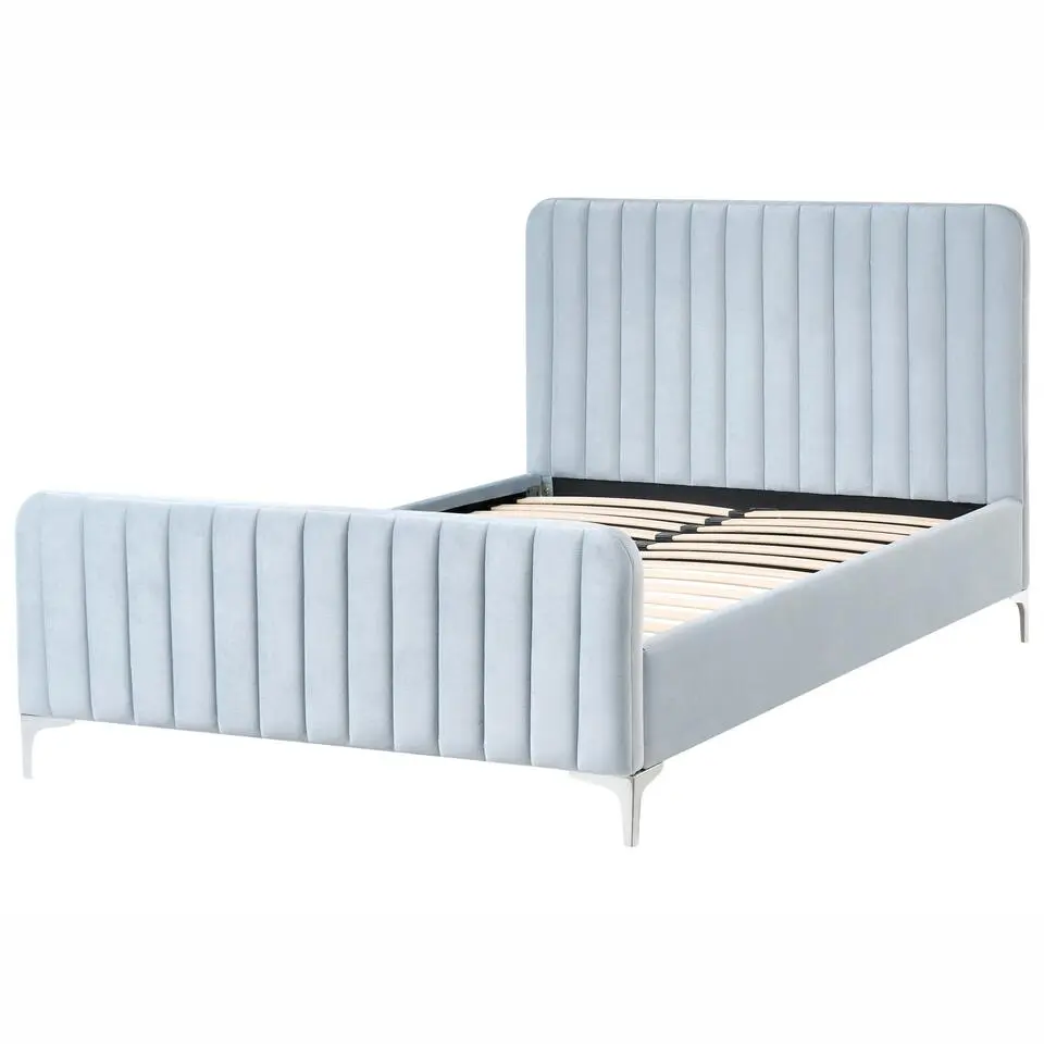 LUNAN - Tweepersoonsbed - Lichtblauw - 120 x 200 cm - Fluweel