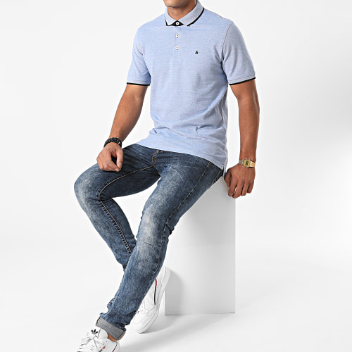 Polo Manches Courtes Paulos Bleu Clair Chiné