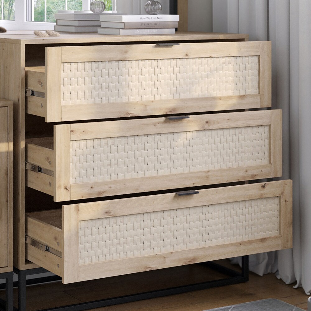 Vicco Kommode Natal Eiche 92 x 92,5 cm 3 Schubladen