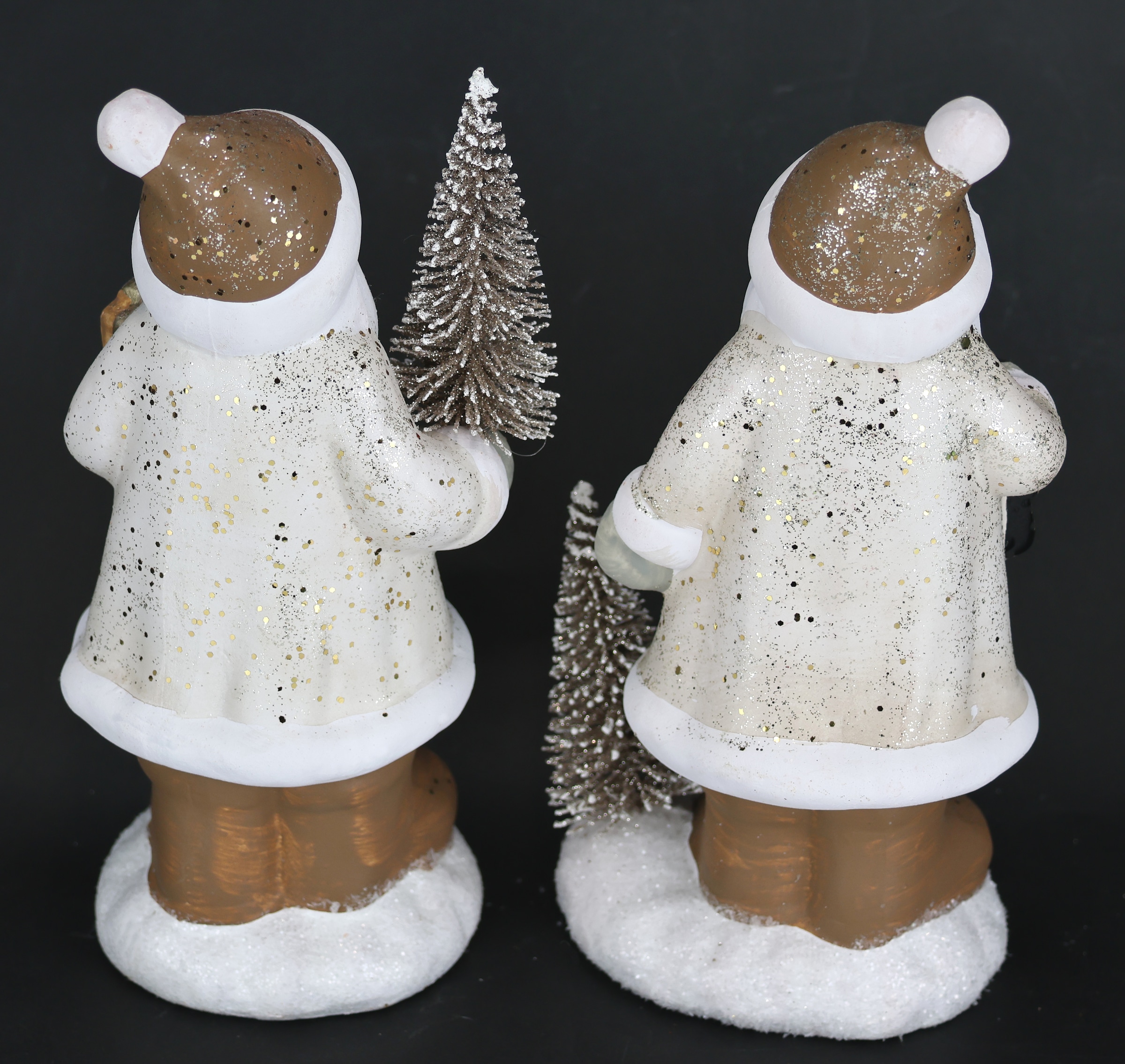 I.GE.A. Dekofigur »Nikolaus aus Keramik, 2er Set« Mit Baum Laterne Geschenk Figur Dekoration Weihnachtsdeko