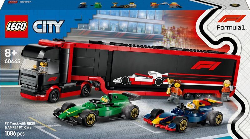 LEGO - City 60445 - F1 Truck - Kleur: Multicolor - Materiaal: Kunststof