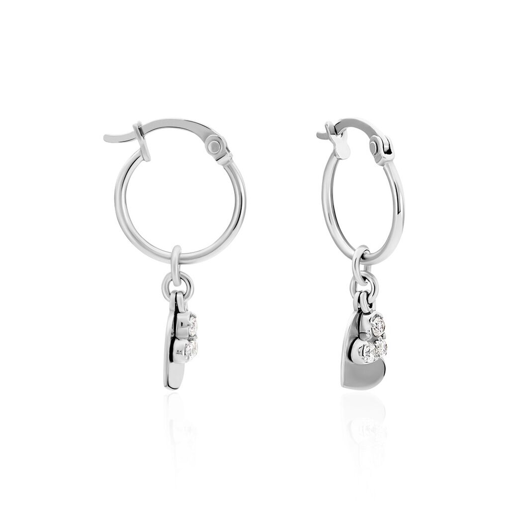Créoles Salli Argent Blanc Oxyde De Zirconium