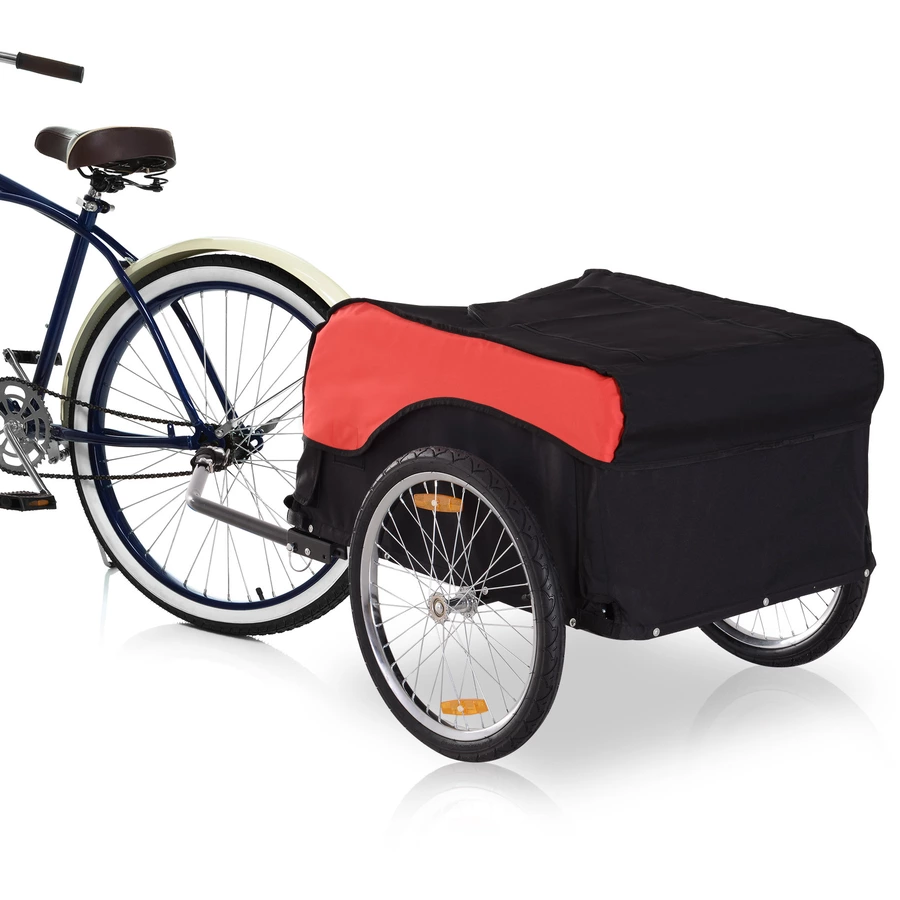 HOMCOM Transportanhänger fürs Fahrrad rot, schwarz