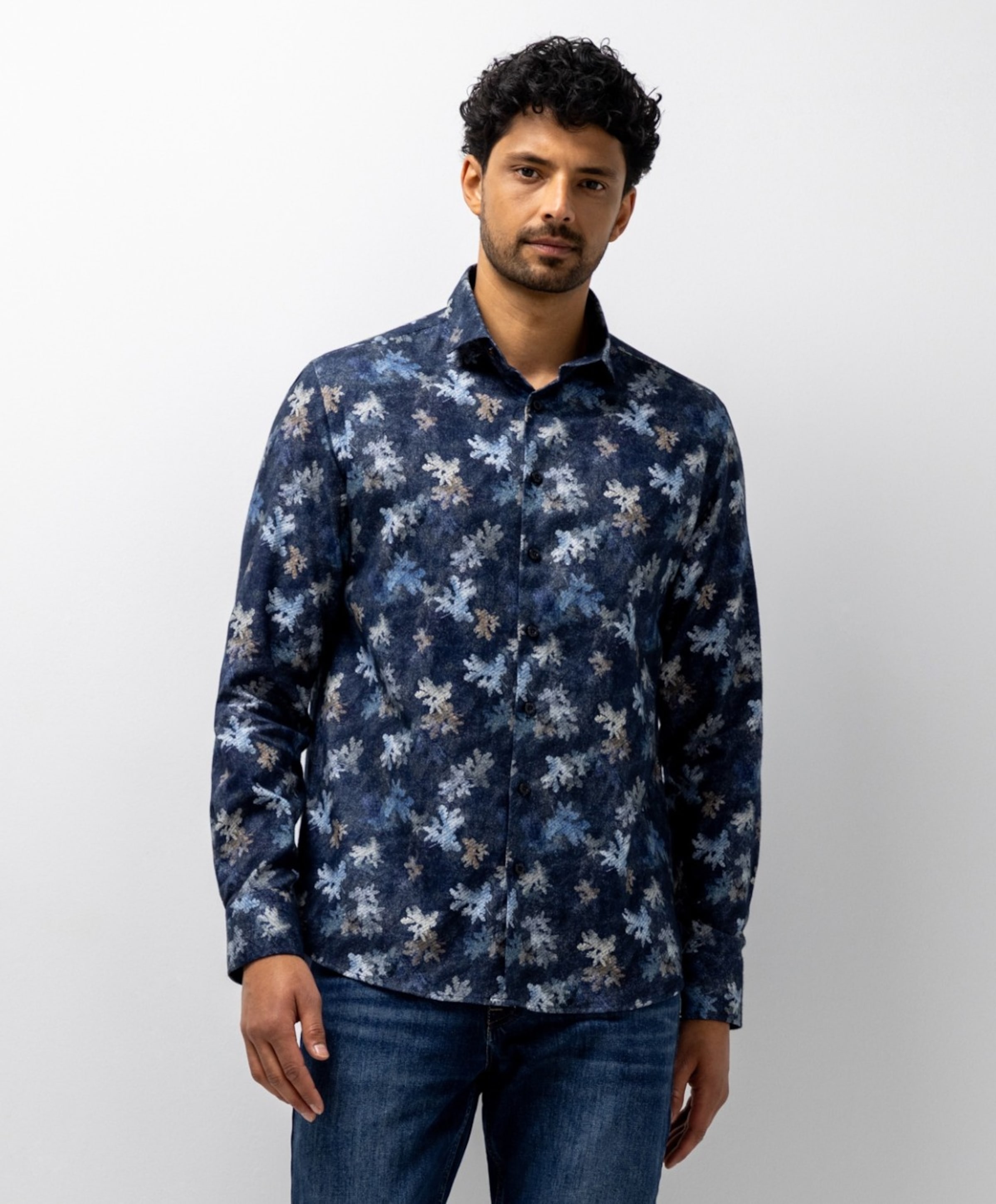 State of Art Heren overhemd lange mouw blauw