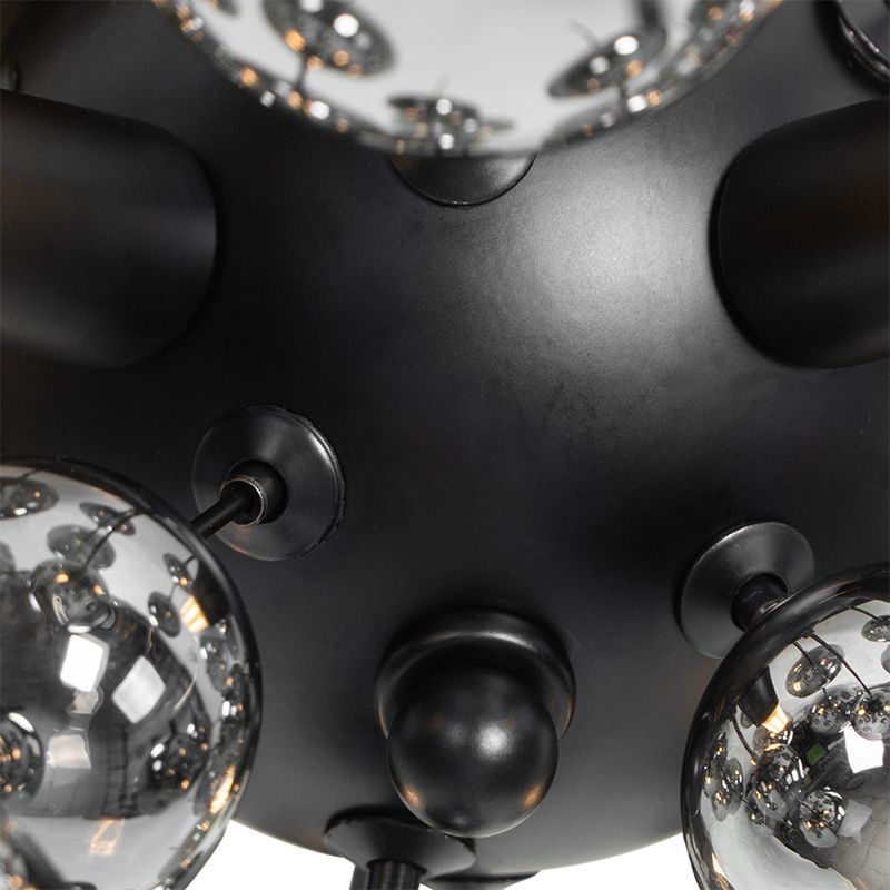 Design plafondlamp zwart met smoke glas 4-lichts - Explode