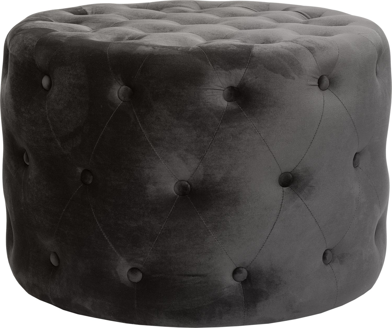 Intratuin poef Velours met knopen zwart 64 x 64 x 43 cm