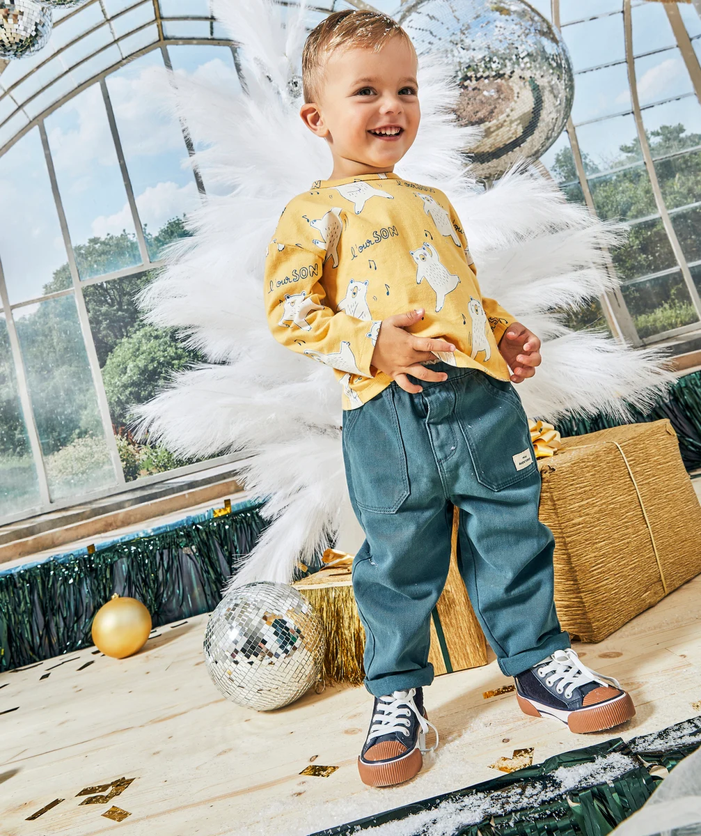 PANTALON RELAX BÉBÉ GARÇON MINI AVENTURIER BLEU
