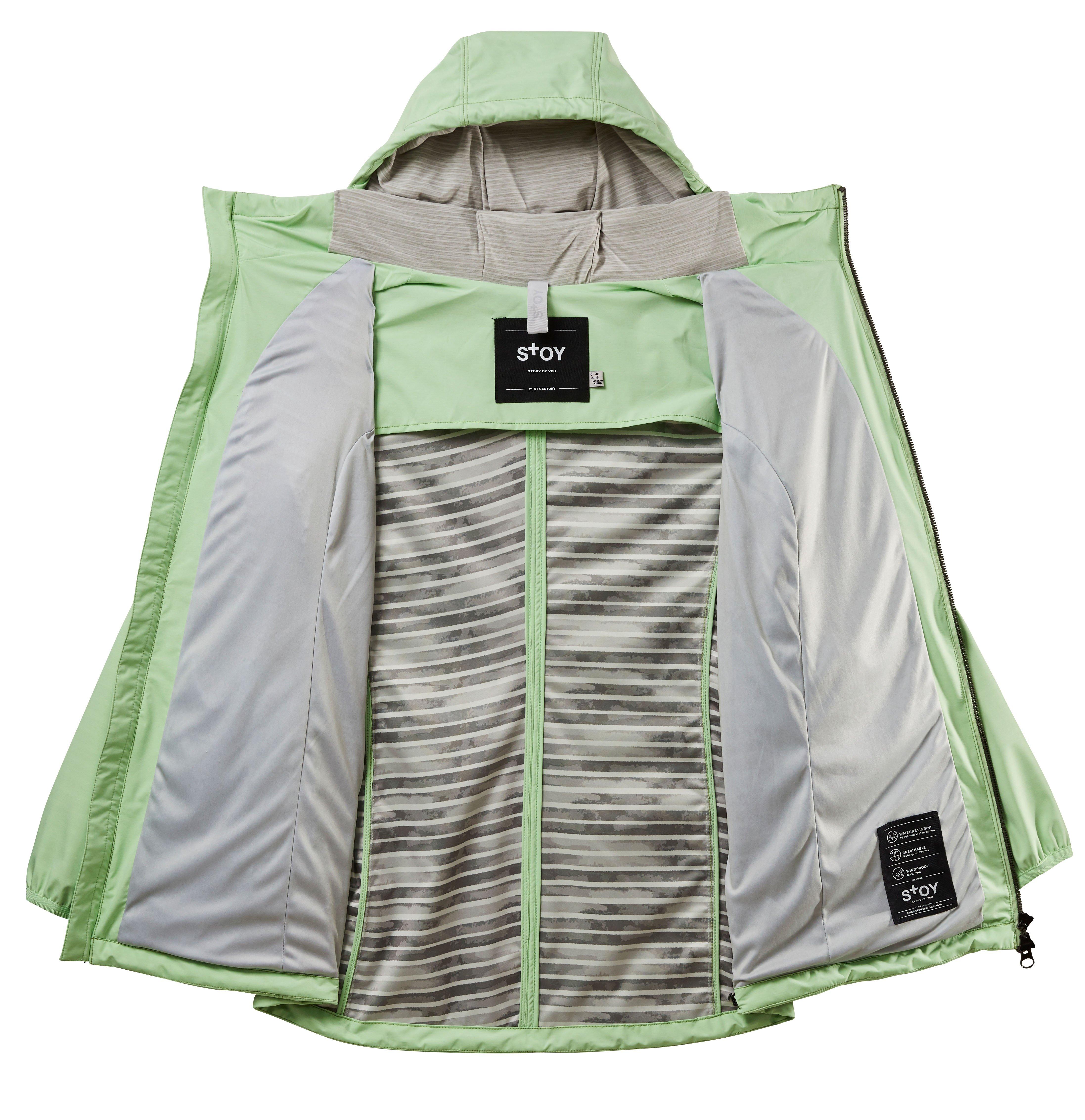 Softshelljacke mit regulierbarer Kapuze und Saum