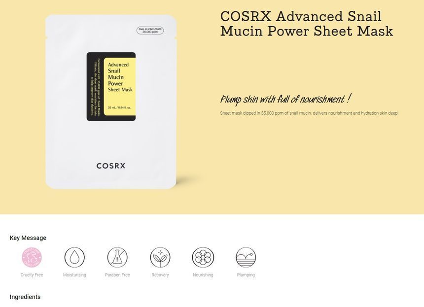 COSRX - Geavanceerde Slakkenslijm Power Sheet Mask Set