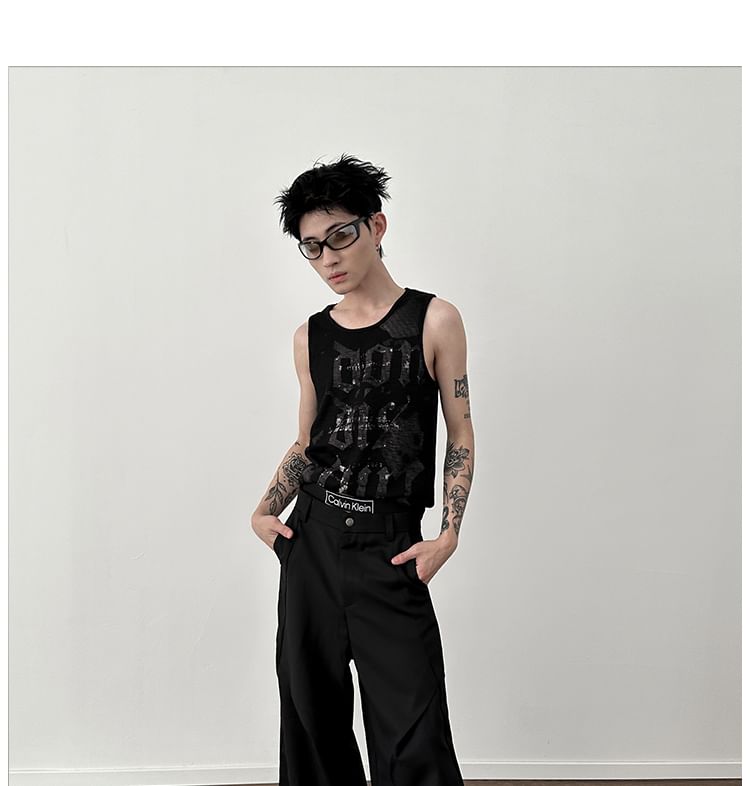 Nahagin - Effen pantalon met wijde pijpen en halfhoge taille
