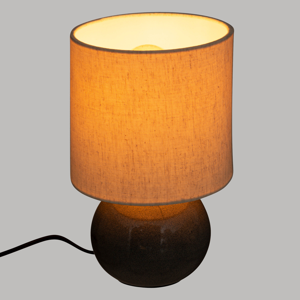 Lampe à poser en céramique gris bleu et abat-jour coton h 28 cm