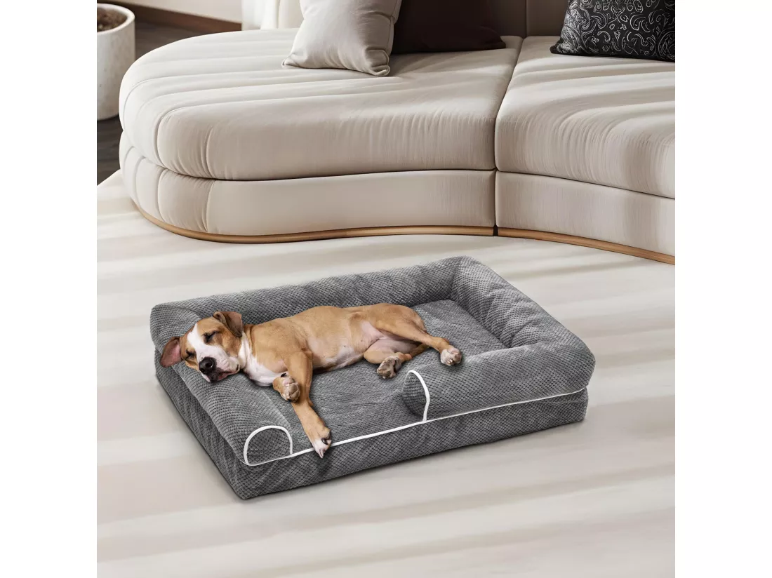 YITAHOME Panier - Moyen Chien - Gris - Dehoussable - Orthopédique - lit Chien - Matelas Lavable - 89x63cm