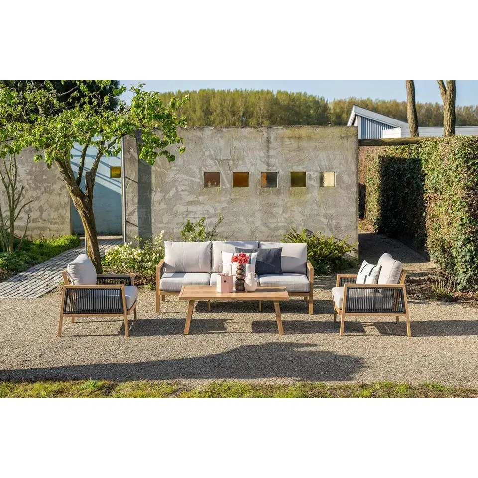 Garden Impressions San Capri loungeset 4-delig - light teak aluminium