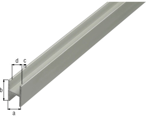 H-profiel aluminium, zilver geanodiseerd, 19x30x1,5 mm, 1 m