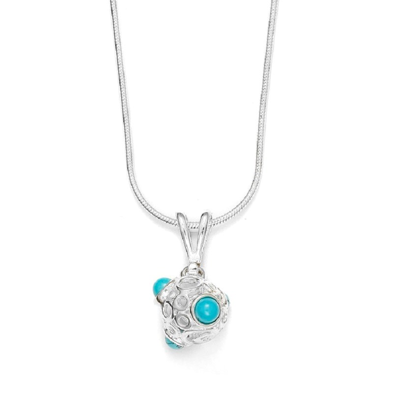 Collier argent pierres turquoise