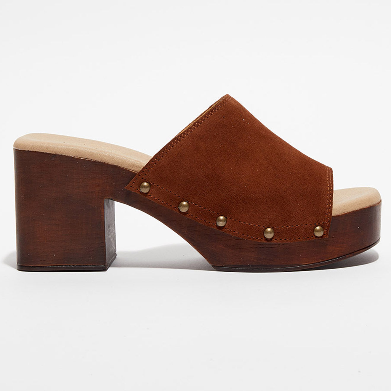 Apologie Studio Sabots en Velours de Cuir Ninon marron - Talon 8,5 cm