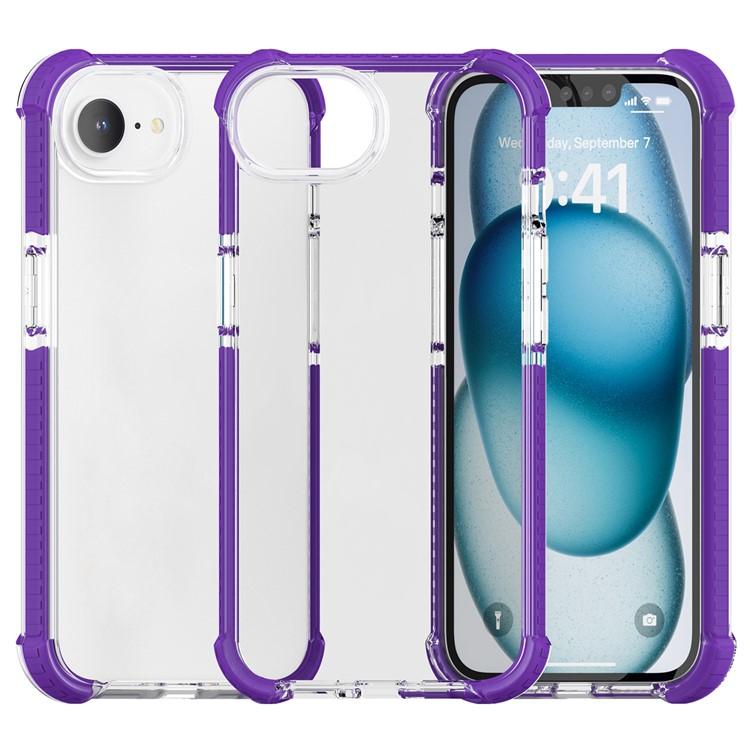 iPhone 16e Hybrid Bumper Hülle mit Air Cushion Fallschutz - Lila / Transparent