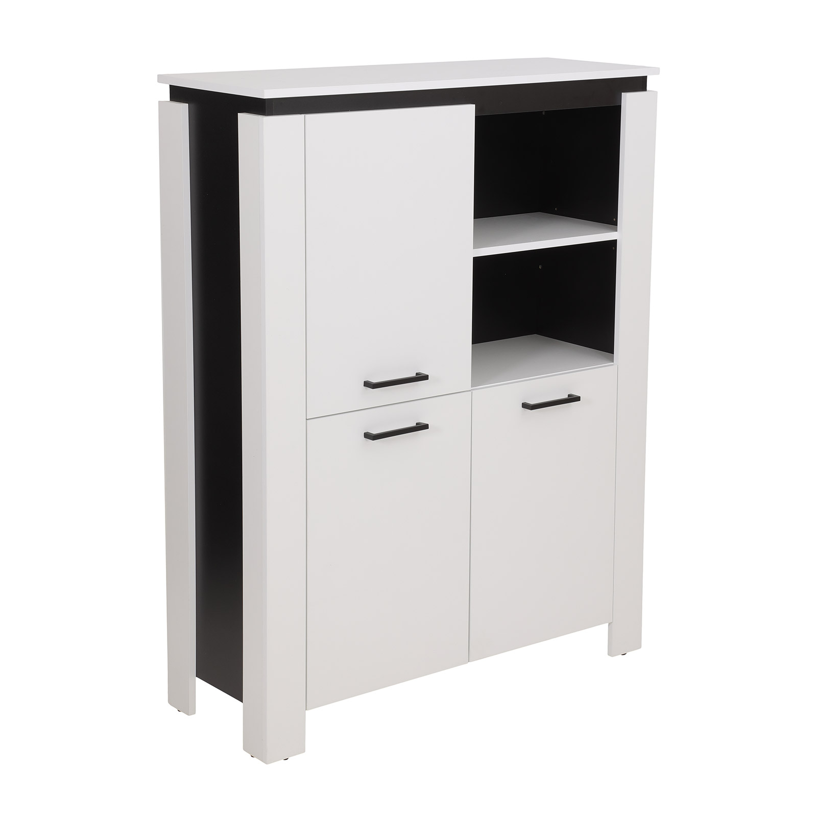 Highboard - schwarz-weiß - 3 Türen - 100 cm