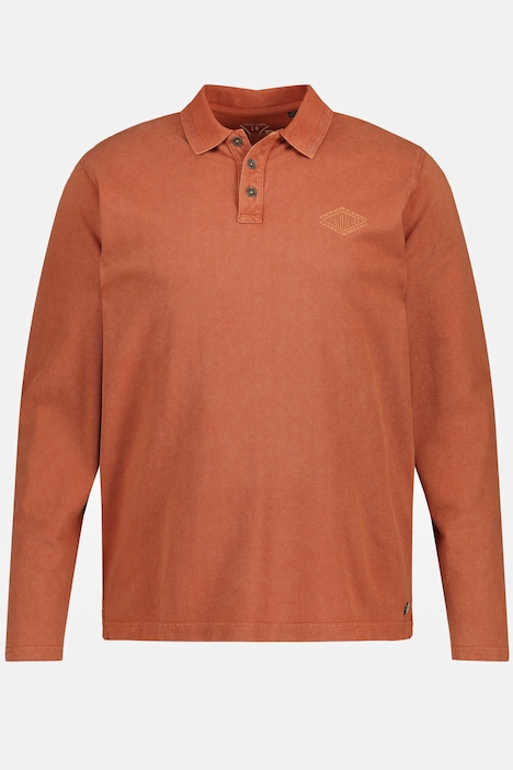 Poloshirt, Langarm, Vintage washed, Polokragen