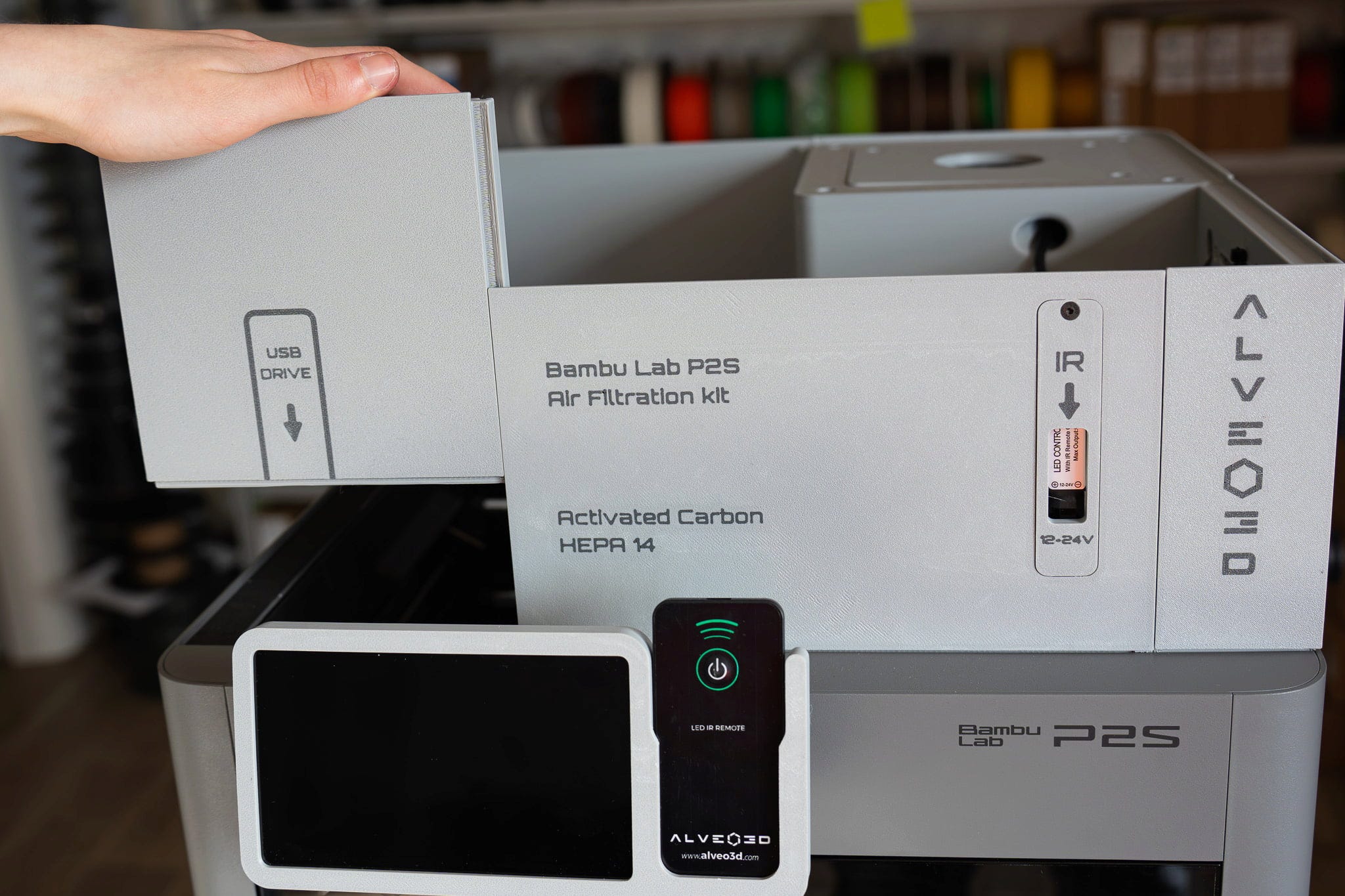Alveo3D  Remote-Controlled Filtration Kit für Bambu Lab P2S    Filtrationskit für Bambu Lab Drucker
