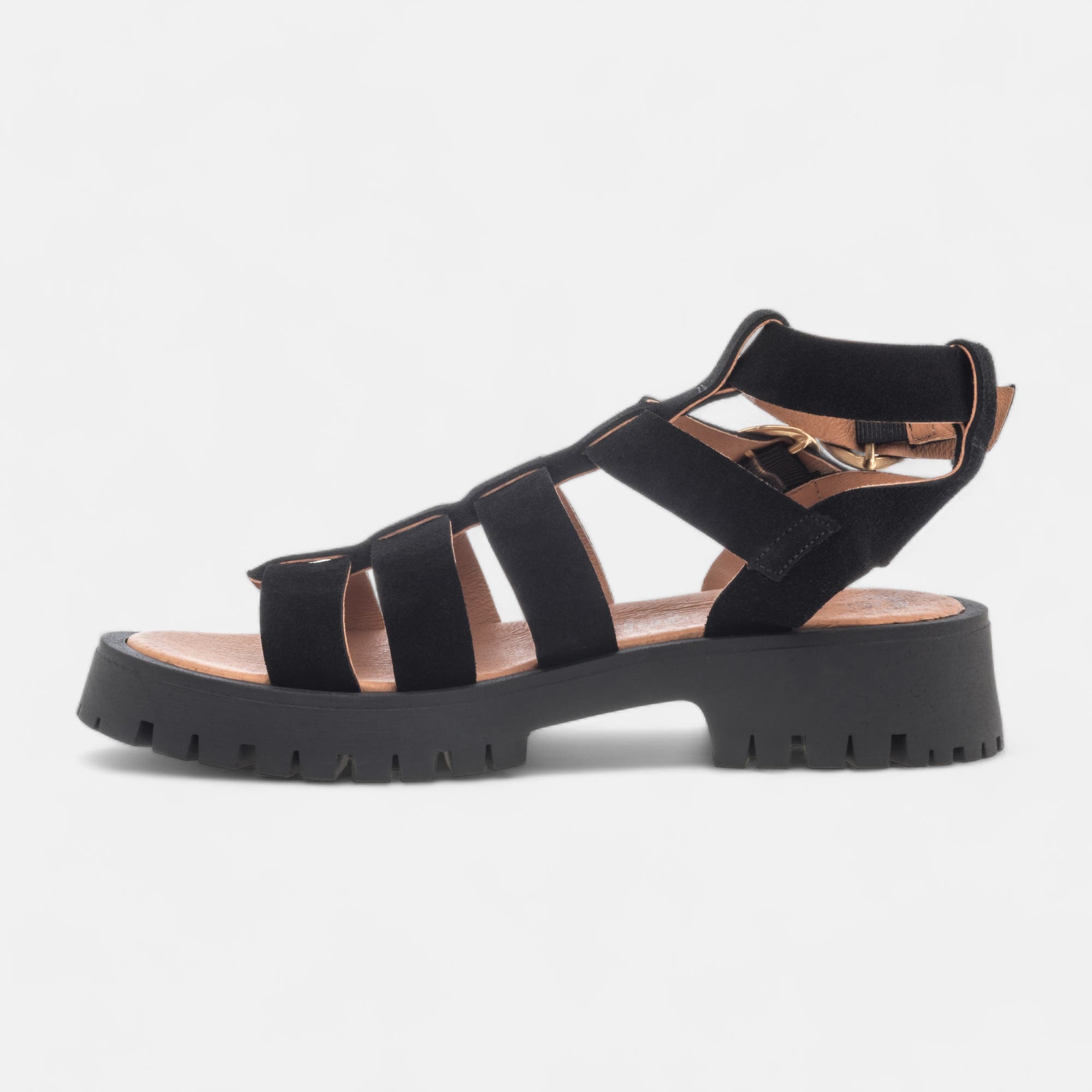 Sandales Femme en cuir noir