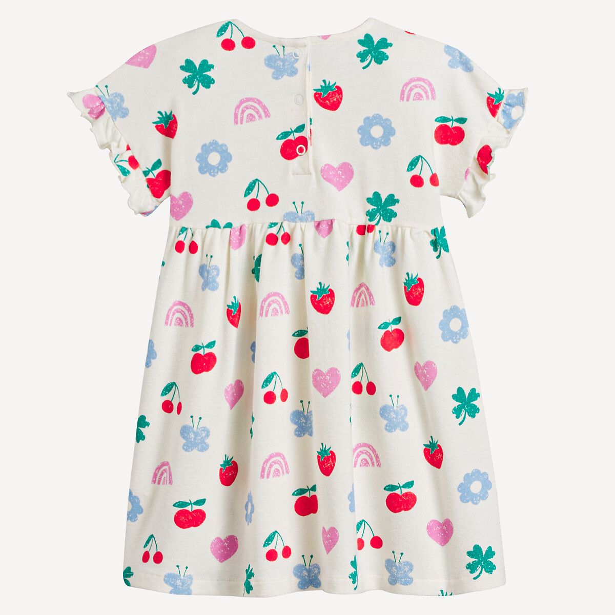 COLEÇÕES LA REDOUTE<br>Vestido estampado, mangas curtas com babado