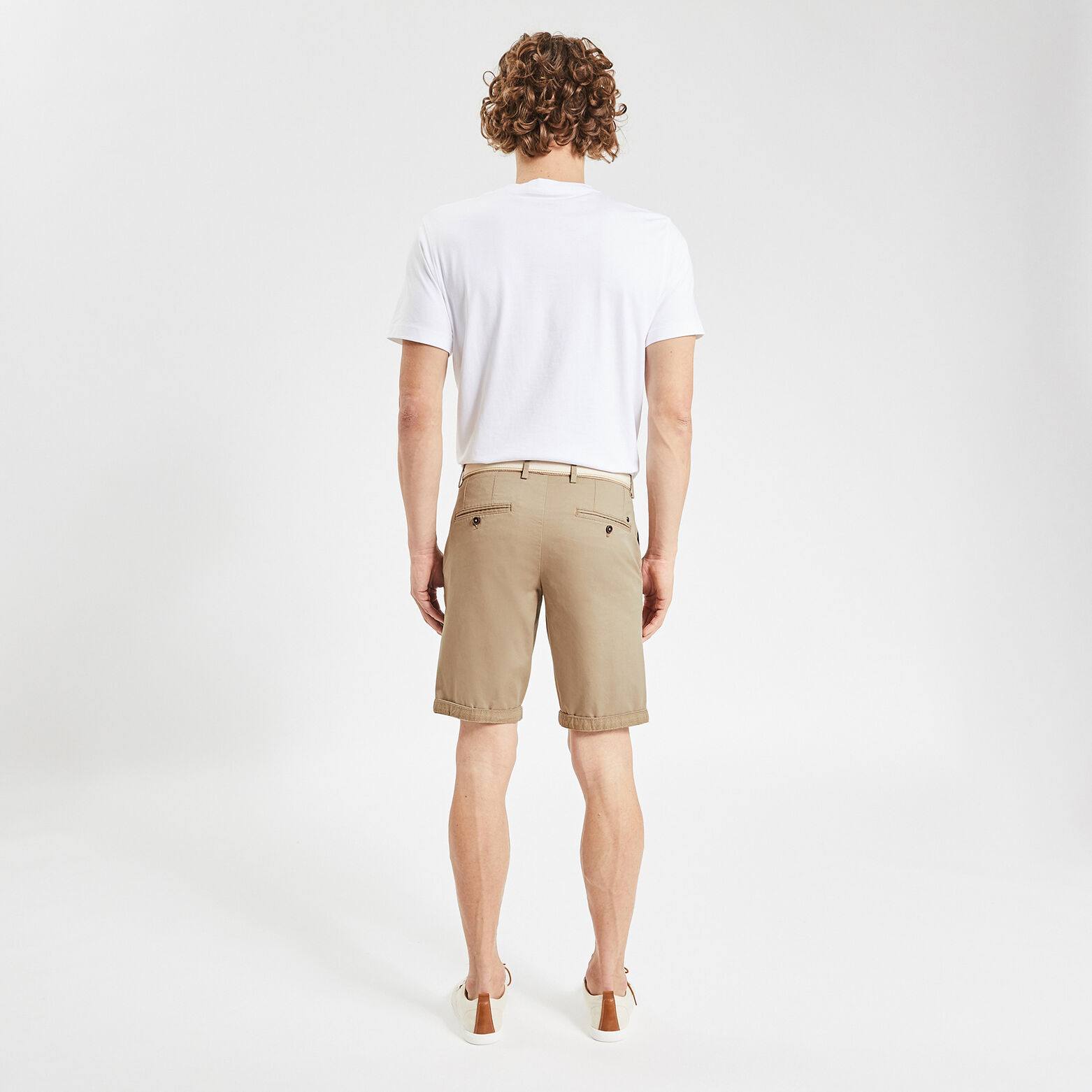 Bermuda chino uni avec ceinture Beige