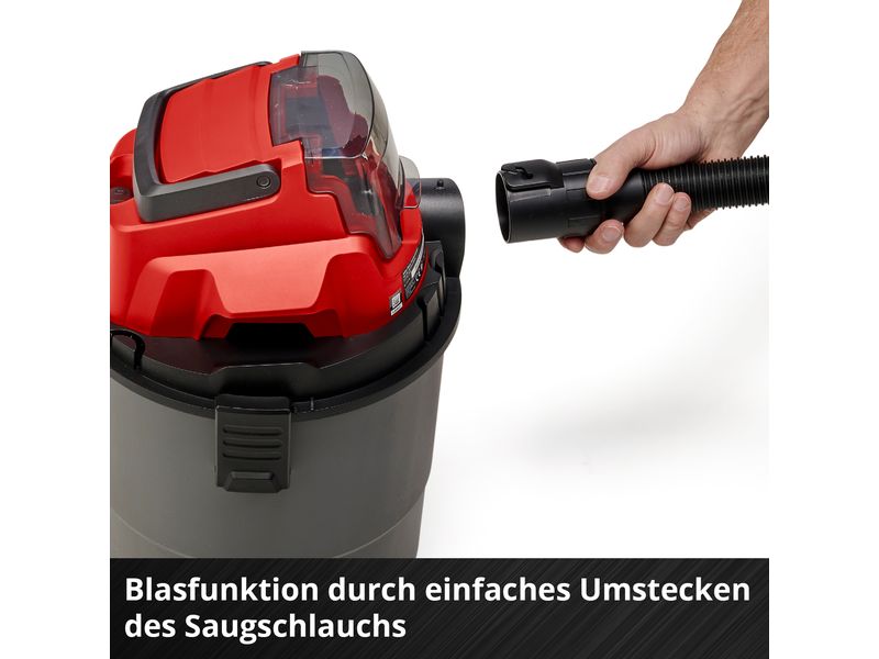 Einhell Akku-Nass-/Trockensauger TC-VC 18/15 Li-Solo Akkubetriebener Nass-/Trockensauger mit 15-Liter-Kunststoffbehälter