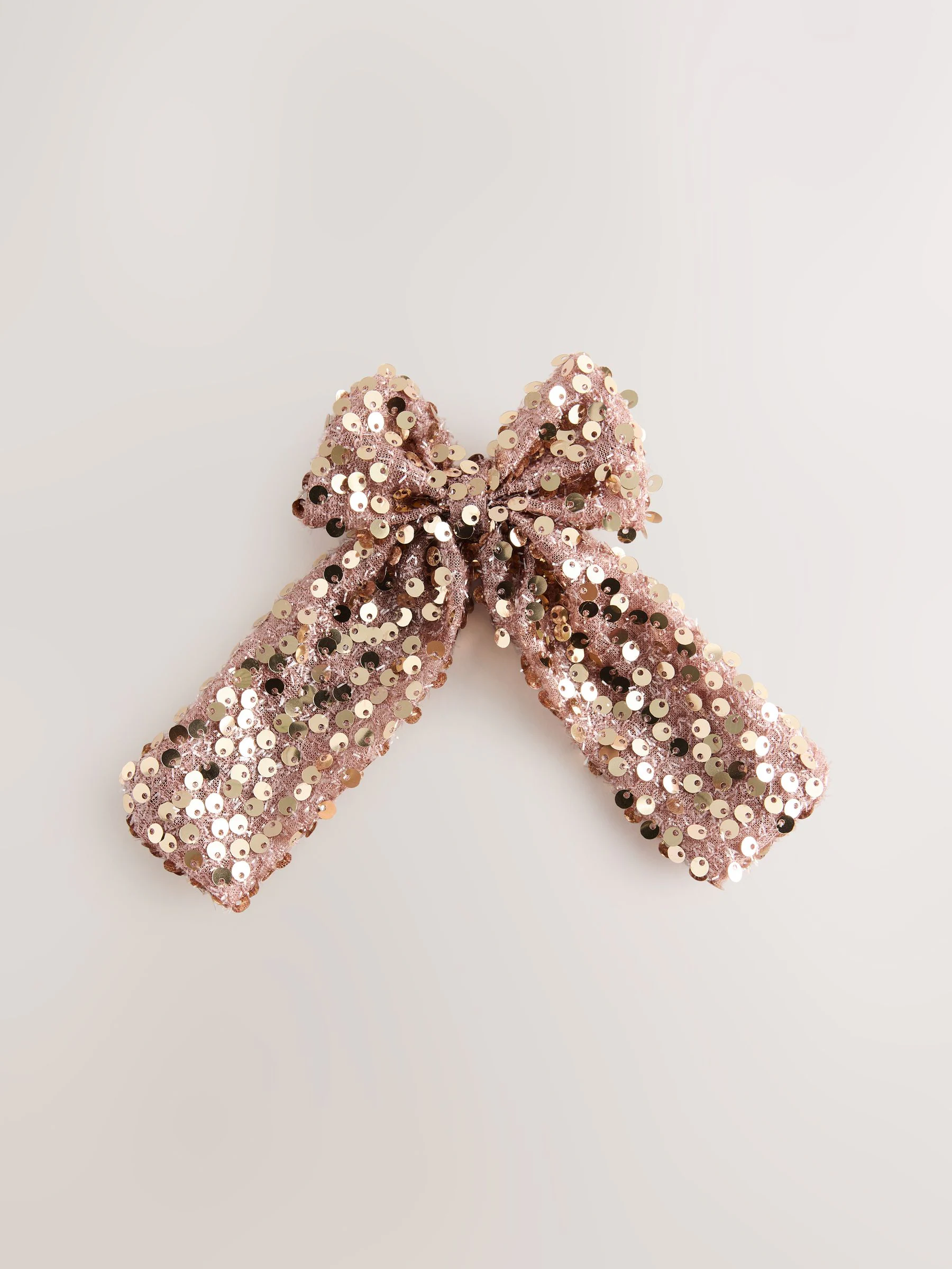 Metallic - Rose Gold Sequin Bow Hair Clip