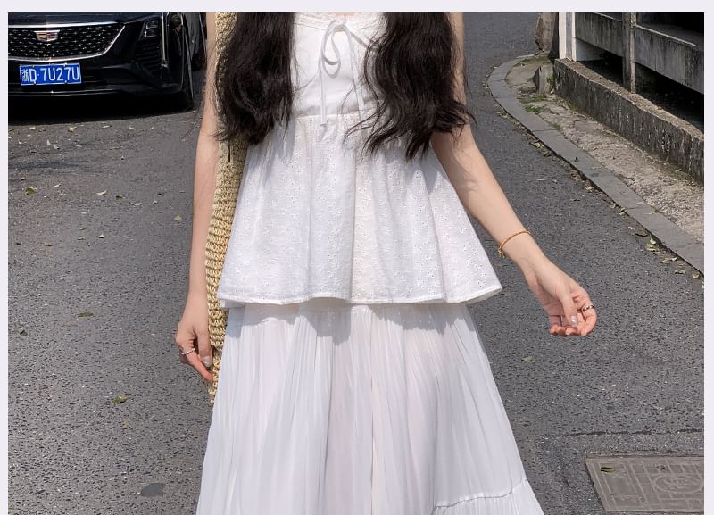 Tel tot 10 - Hoge taille effen maxi A-lijn rok