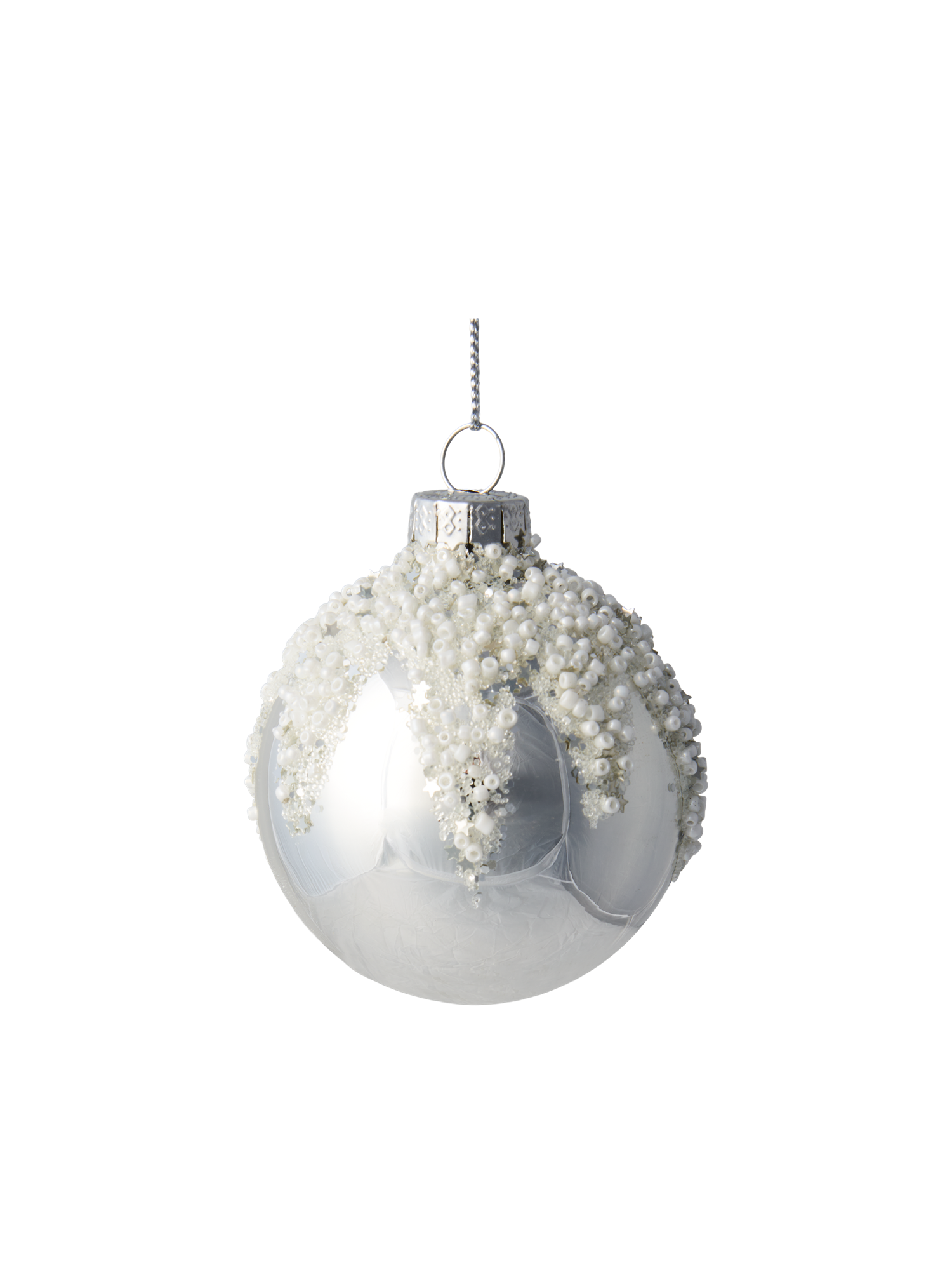 Julekugle Ø6 | Glas. Ø6 cm.  | Silver, White