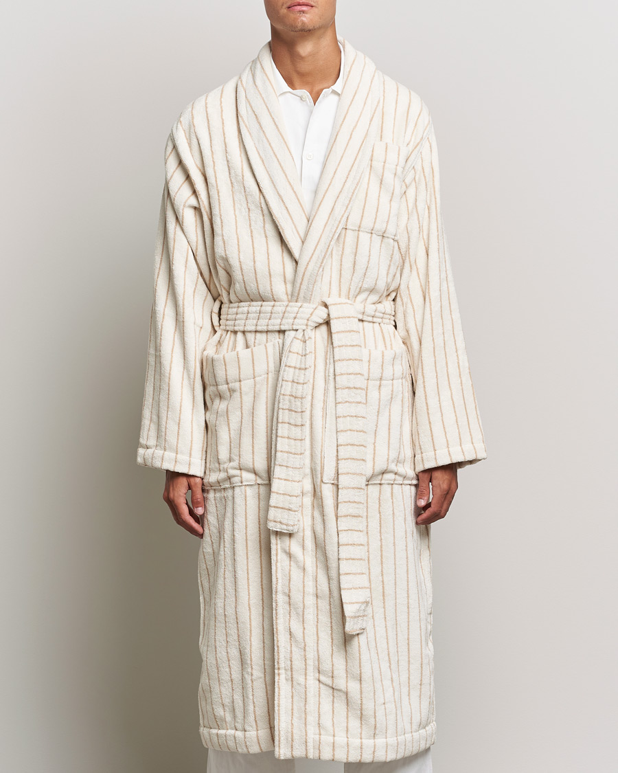 Tekla Organic Terry Classic Bathrobe Sienna Stripes