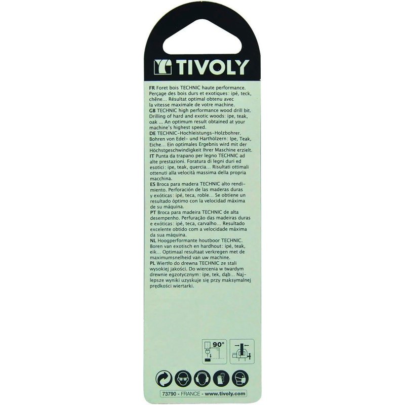 Foret bois HSS Tivoly Affûtage Speed point, Queue cylindrique Gradué SLR