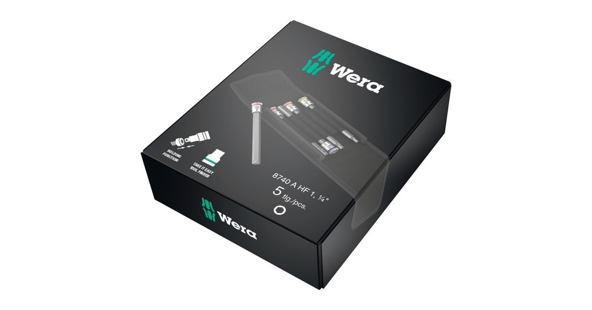 Wera8740 A HF 1 Zyklop Bitdoppen set binnenzeskant dopsleutel  (Zwart/zilver, 5-delig, met vasthoudfunctie, 1/4