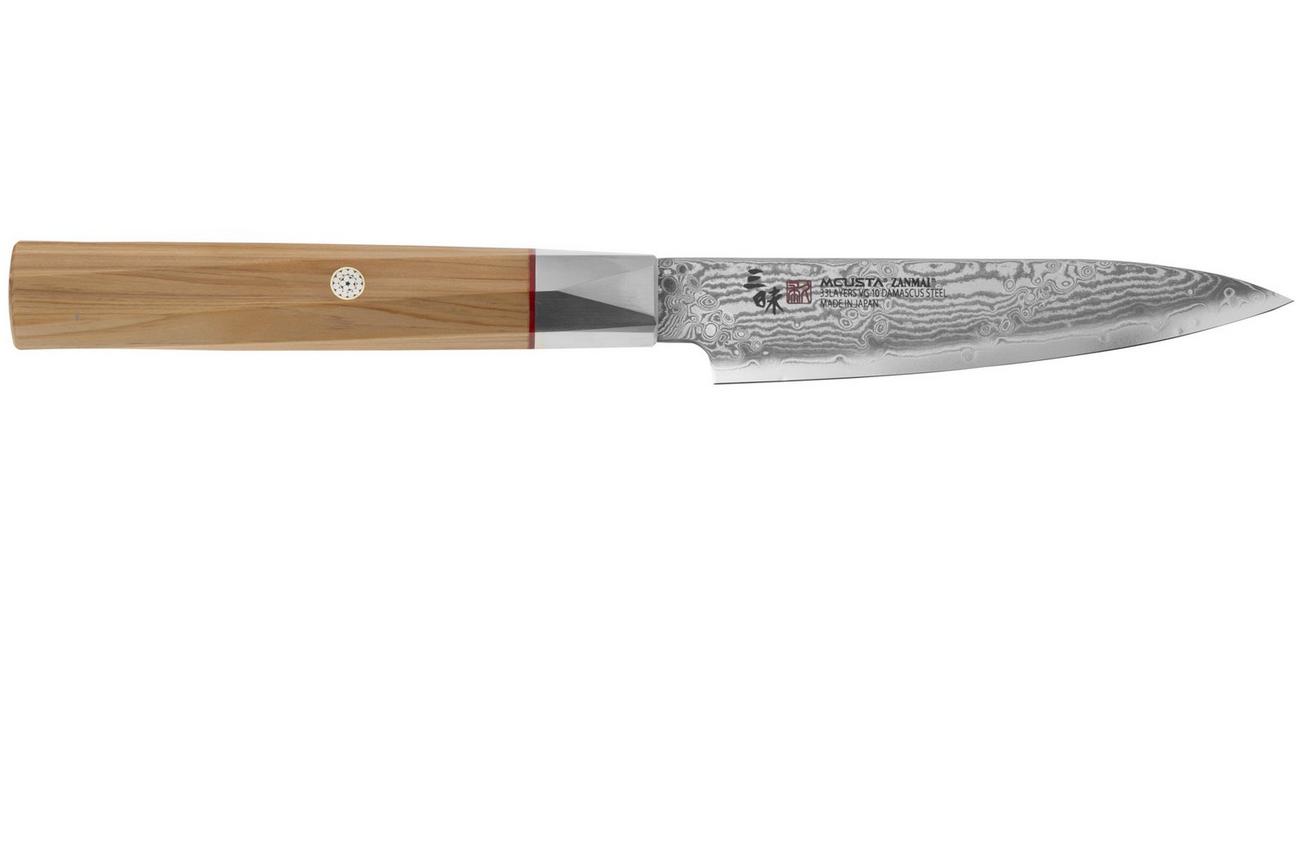 Mcusta Zanmai Petty ZBX2-3001DS, 33-Layer Damascus/VG10, Hinoki Handle, Knivesandtools Exclusive, officemes, 11 cm