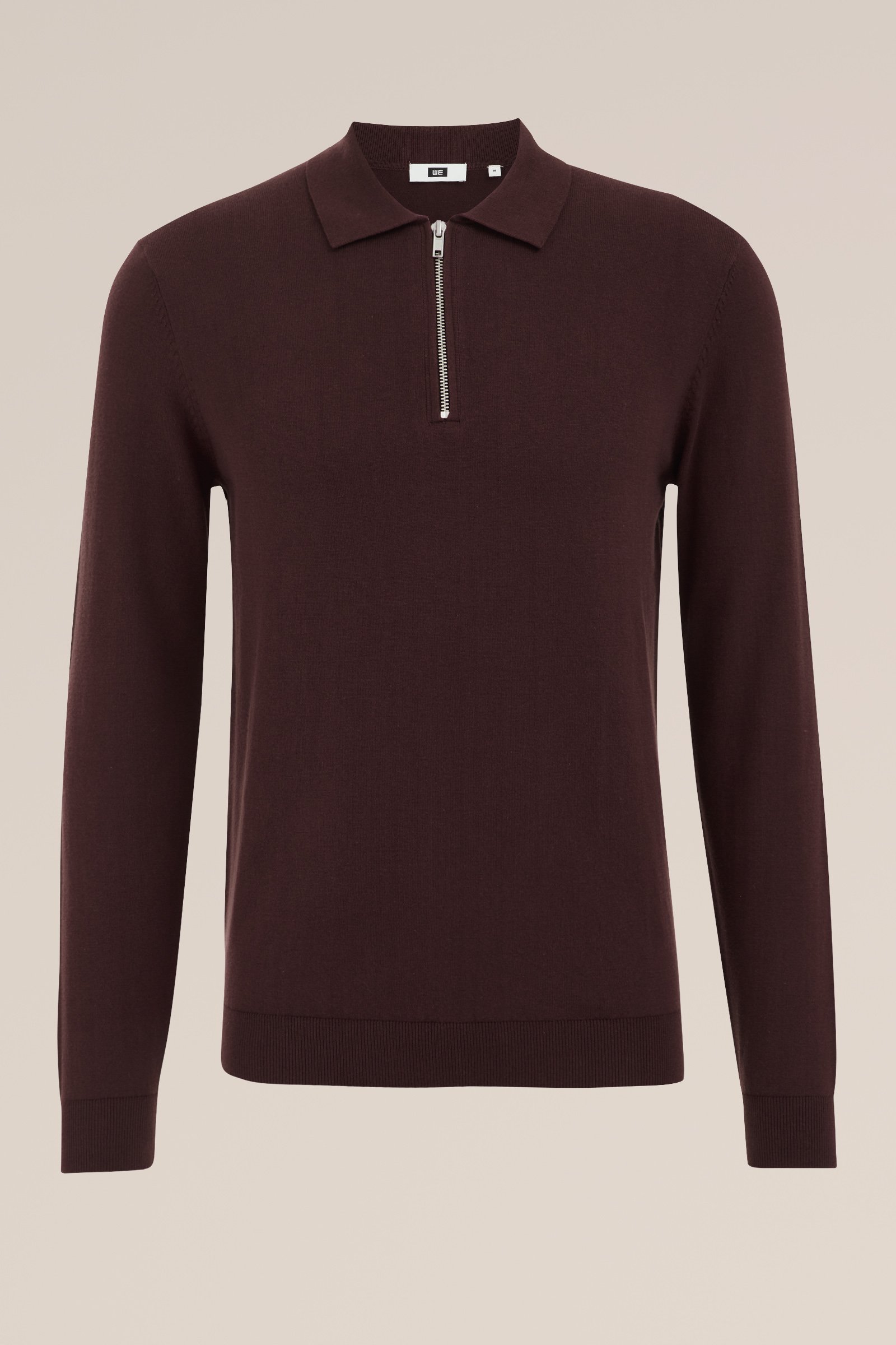 trui met rits WE Fashion Donkerbruin